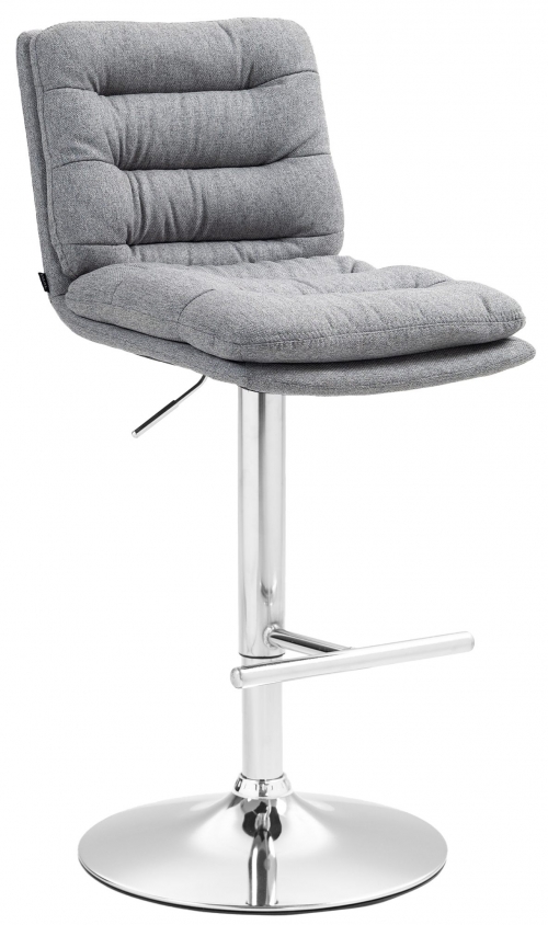 Barová stolička Damar - látka, chróm rám - sivá