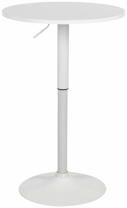 Barový stôl Lamoni - v85-106 cm x Ø60 cm - Biela/biela