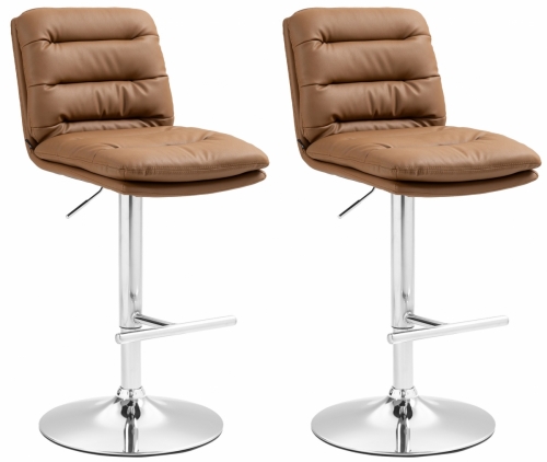 2x Barová stoličkaDamar - koženka, chróm rám - svetlohnedá