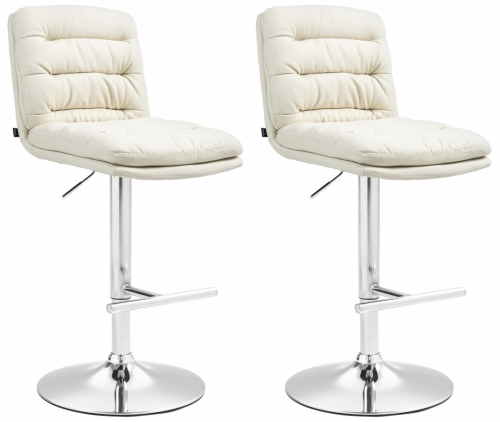 2x Barová stoličkaDamar - látka, chróm rám - krémová