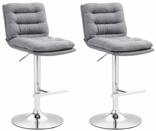 2x Barová stoličkaDamar - látka, chróm rám - sivá