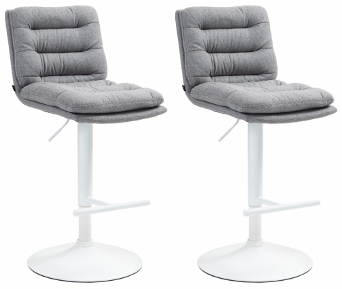 2x Barová stoličkaDamar - látka, biely rám - šedá