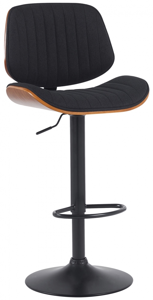 Barová stolička Clawson - látka, čierny rám - orech/čierna
