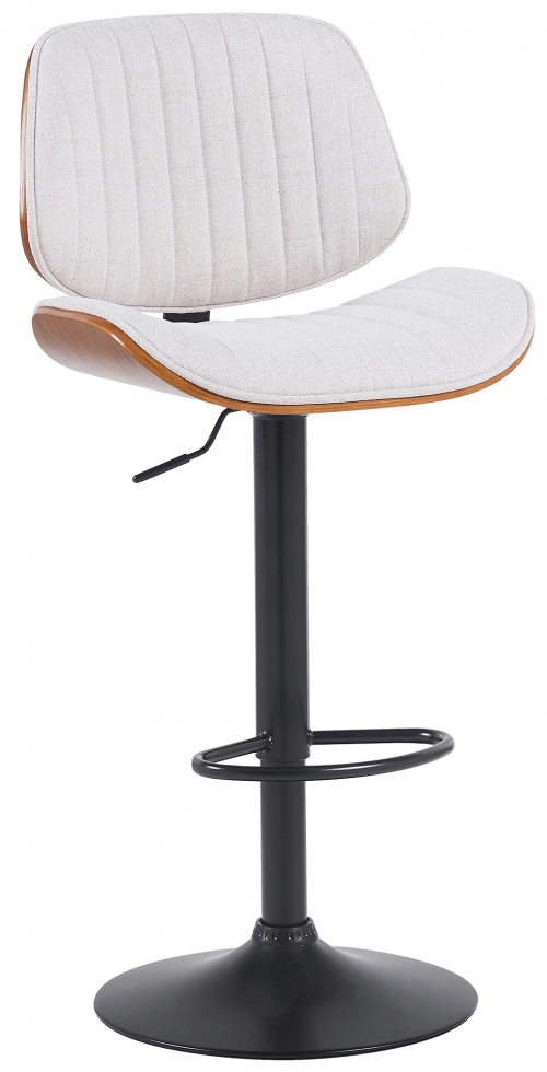 Barová stolička Clawson - látka, čierny rám - orech/krémová