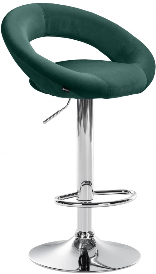 Barová stolička Olinda - zamat, chróm rám - zelená