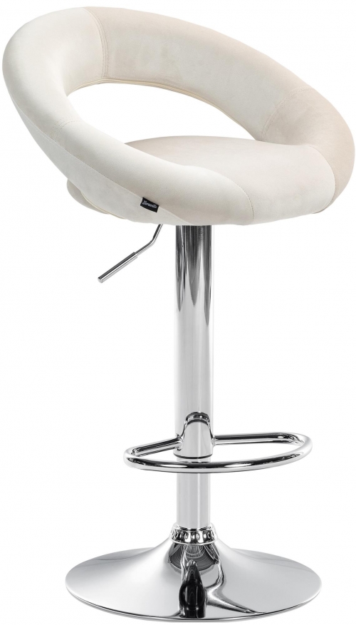 Barová stolička Olinda - zamat, chróm rám - krémová