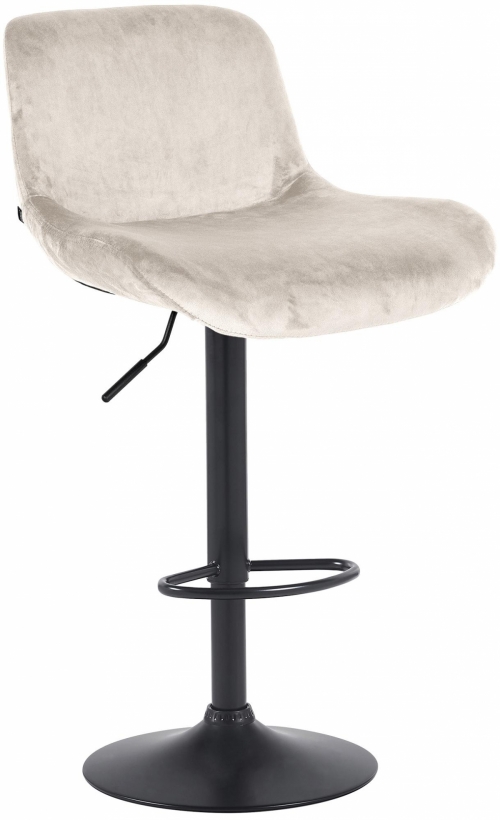 Barová stolička Solon - zamat, čierny rám - krémová