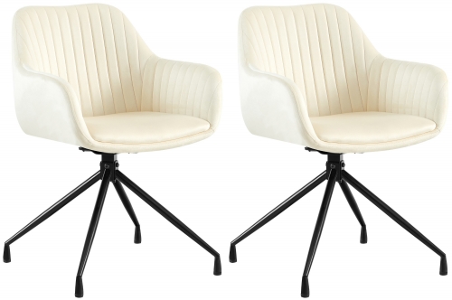 Set 2 jedálenských stoličiek Welby zamat - krémová