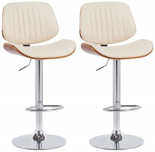 2x Barová stoličkaClawson - koženka, chróm rám - orech/krém
