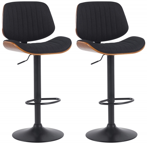 2x Barová stoličkaClawson - látka, čierny rám - orech/čierna