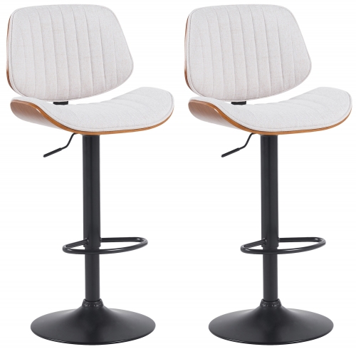 2x Barová stoličkaClawson - látka, čierny rám - orech/krém