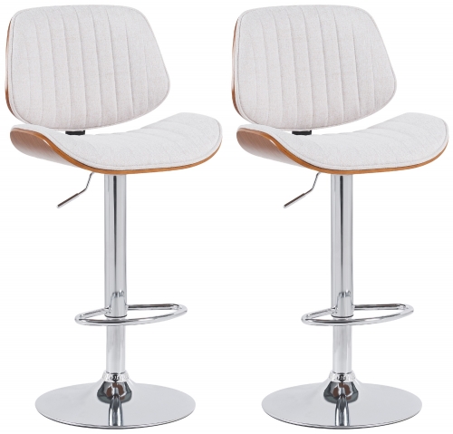 2x Barová stoličkaClawson - látka, chróm rám - orech/krém