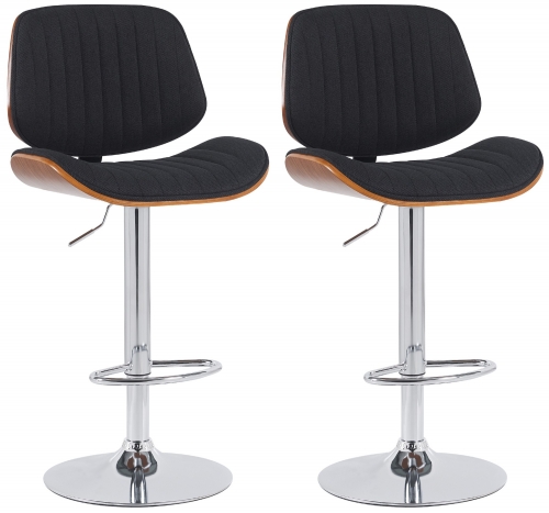 2x Barová stoličkaClawson - látka, chróm rám - orech/čierna