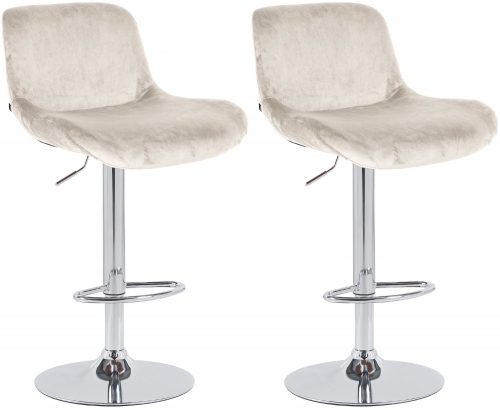 2x Barová stoličkaSolon - zamat, chróm rám - krémová