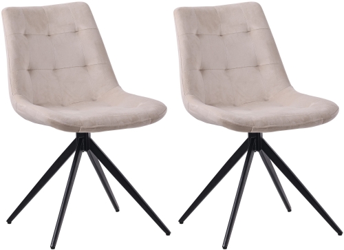 Set 2 jedálenských stoličiek Merna - zamat - krémová