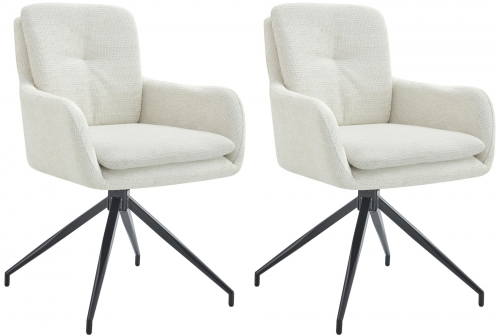 Set 2 jedálenských stoličiek Pickett - látka - krémová