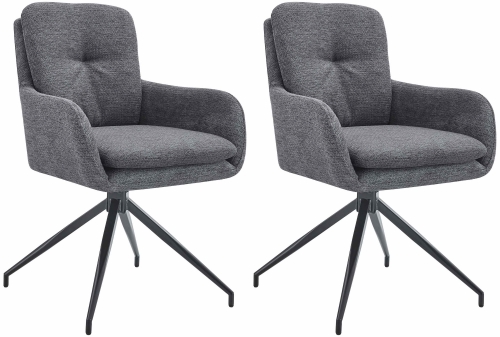 Set 2 jedálenských stoličiek Pickett - látka - tmavošedá