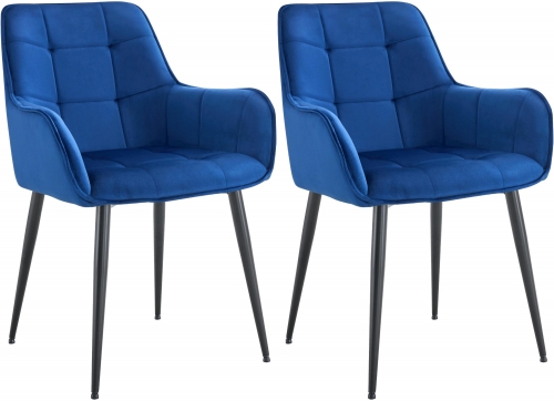 Set 2 jedálenských stoličiek Ferndale - zamat - tmavomodrá