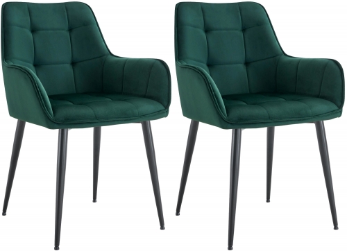 Set 2 jedálenských stoličiek Ferndale - zamat - tmavozelená