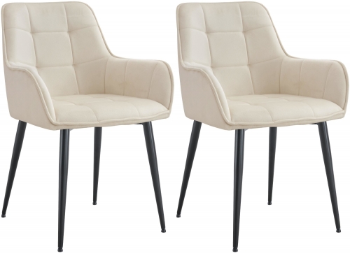 Set 2 jedálenských stoličiek Ferndale - zamat - krémová