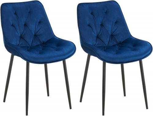 Set 2 jedálenských stoličiek Wallace - zamat - modrá