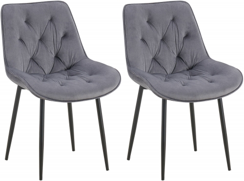 Set 2 jedálenských stoličiek Wallace - zamat - tmavošedá