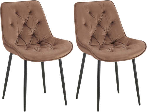 Set 2 jedálenských stoličiek Wallace - zamat - hnedá