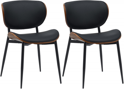 Set 2 jedálenských stoličiek Enid - koženka - orech/čierna