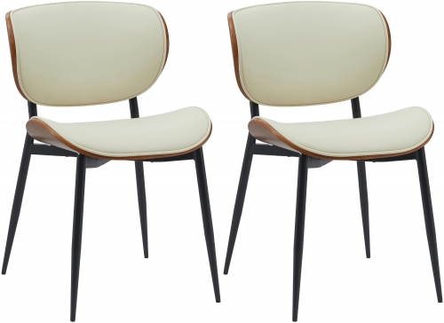 Set 2 jedálenských stoličiek Enid - koženka - orech/krém