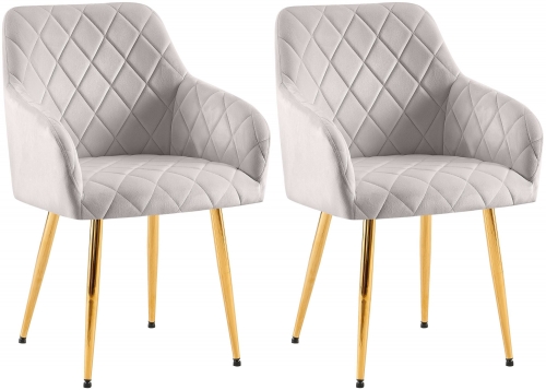 Set 2 jedálenských stoličiek Monett G - zamat, zlatý rám - šedá