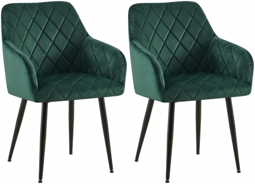 Set 2 jedálenských stoličiek Monett B - zamat, čierny rám - zelená
