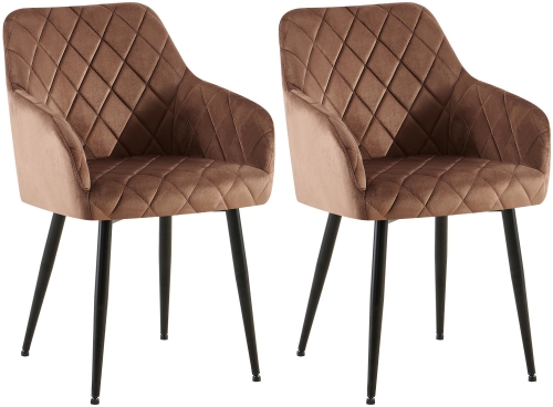 Set 2 jedálenských stoličiek Monett B - zamat, čierny rám - hnedá