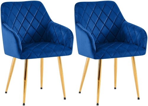 Set 2 jedálenských stoličiek Monett G - zamat, zlatý rám - tmavomodrá