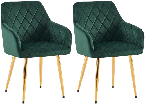 Set 2 jedálenských stoličiek Monett G - zamat, zlatý rám - zelená