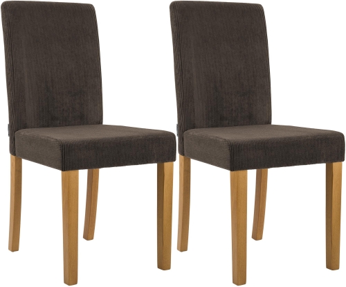 Sada 2 ks jedálenských stoličiek Ina látka cord, antik svetlá - hnedá