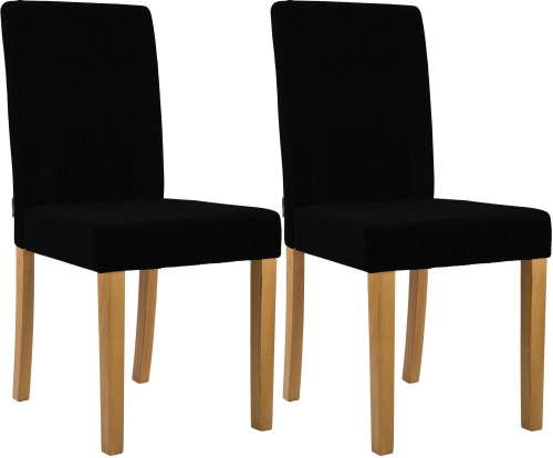 Sada 2 ks jedálenských stoličiek Ina látka cord, antik svetlá - čierna