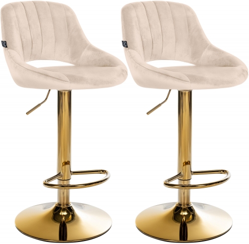 Sada 2 ks barovej stoličky Milet zamat - zlatá podnož - krémová