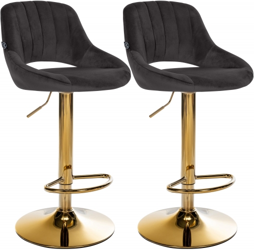 Sada 2 ks barovej stoličky Milet zamat - zlatá podnož - čierna