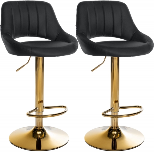 Sada 2 ks barovej stoličky Milet koženka G - zlatá podnož - čierna