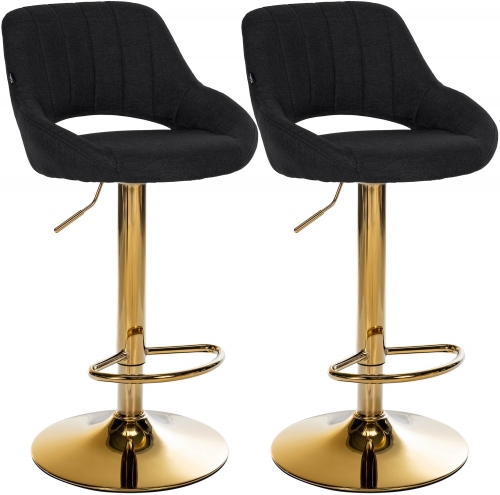 Sada 2 ks barovej stoličky Milet látka G - zlatá podnož - čierna