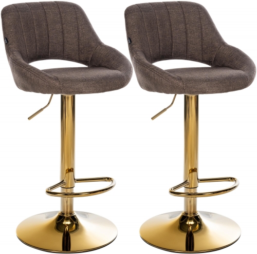 Sada 2 ks barovej stoličky Milet látka G - zlatá podnož - hnedá