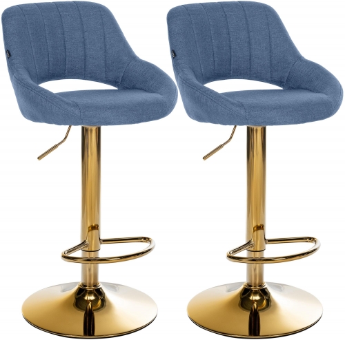 Sada 2 ks barovej stoličky Milet látka G - zlatá podnož - modrá