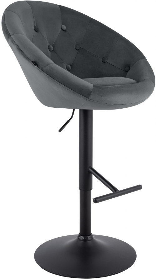 Barová stolička London zamat - čierny rám - tmavosivá