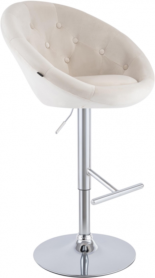 Barová stolička London zamat - chróm rám - krémová