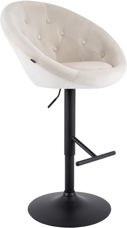 Barová stolička London zamat - čierny rám - krémová