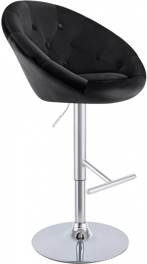 Barová stolička London zamat  - čierny rám - čierna