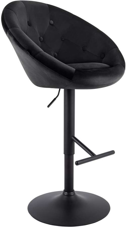 Barová stolička London zamat  - čierny rám - čierna