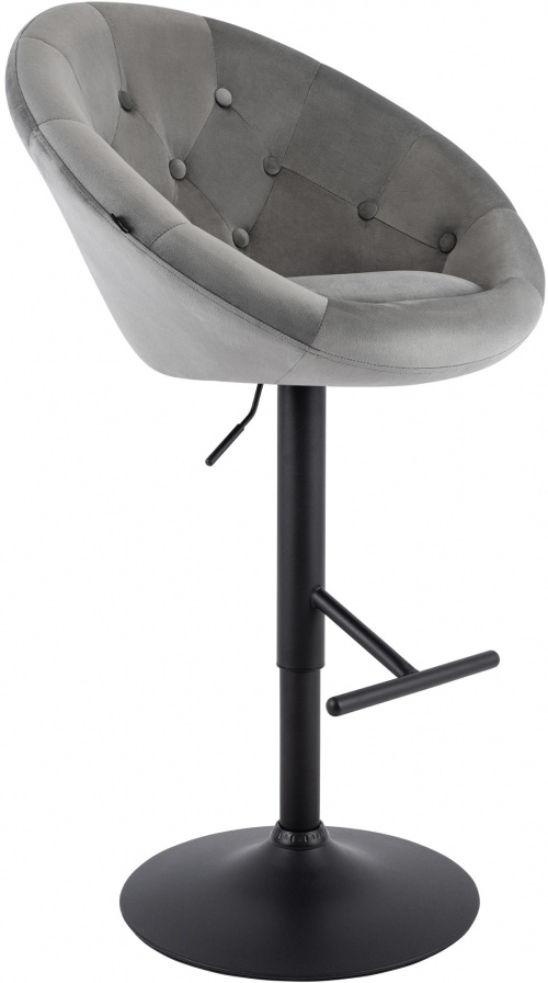 Barová stolička London zamat  - čierny rám - sivá
