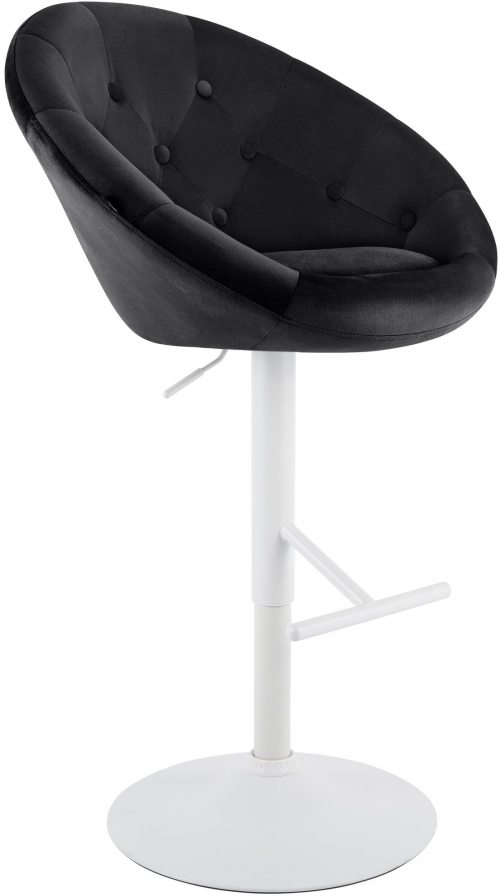 Barová stolička London zamat - biely rám - čierny rám