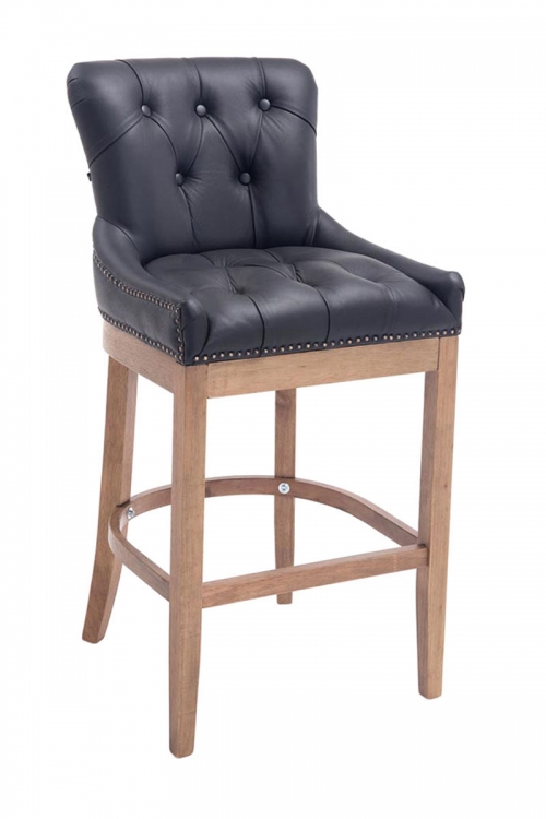 Barová stolička Buckingham ~ koža, drevené nohy svetlá antik